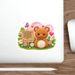 Cute Bear Floral Sticker with Bible Verse (Ephesians 4:2) — Die-Cut Christian Inspirational Sticker