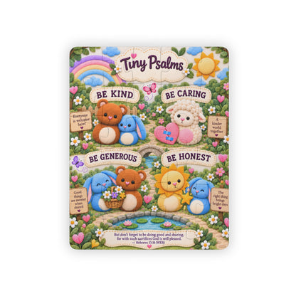 Tiny Psalms Kids Puzzle — 30-Piece Inspirational Woodland Animals Puzzle (Be Kind, Be Caring, Be Generous, Be Honest)