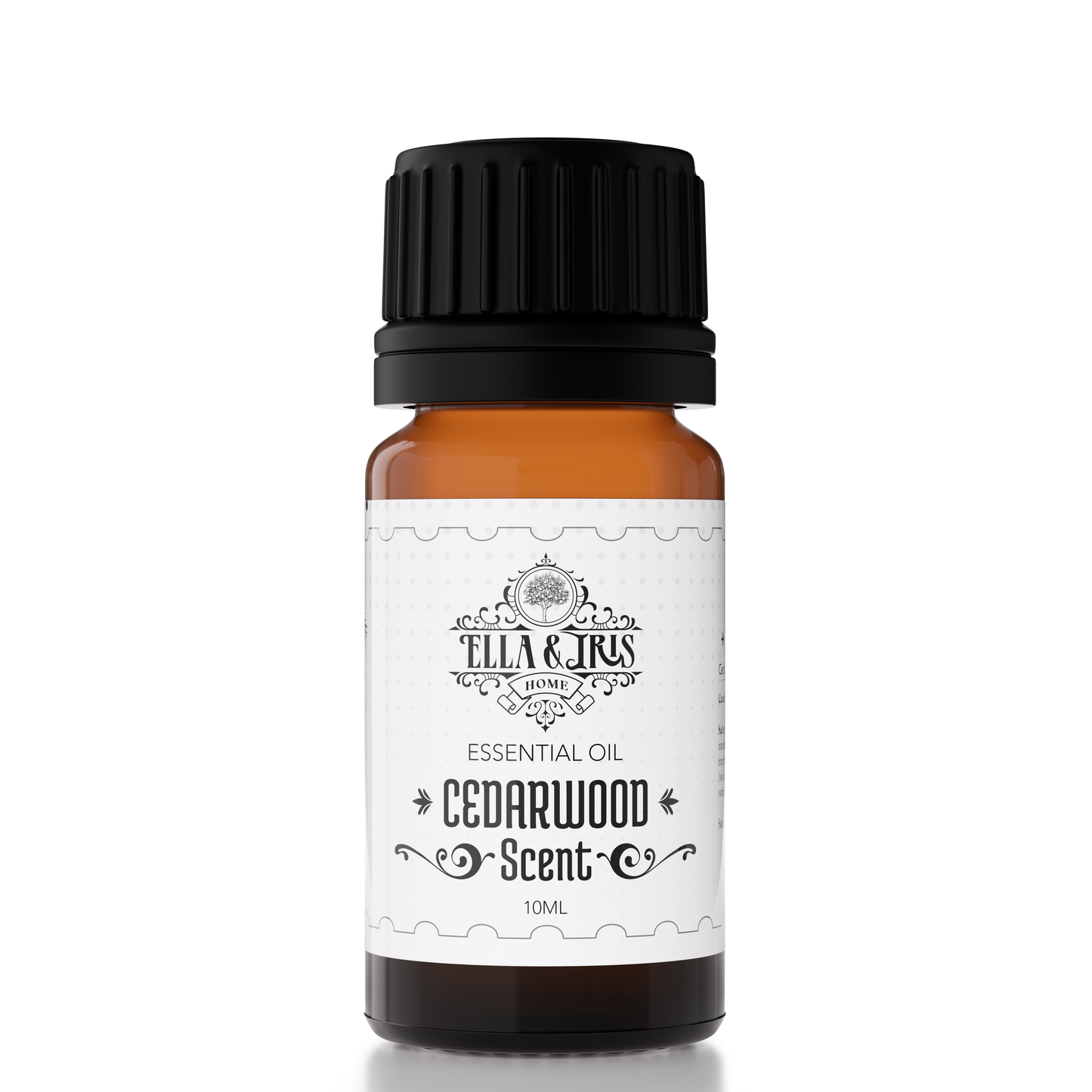 Amber bottle of Cedarwood Essential Oil by Ella & Iris Home – pure grounding aromatherapy oil
